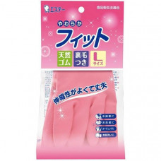 "ST" "Family" Перчатки для бытовых и хозяйственных нужд (каучук,  средней толщины с внутренним покрытием) размер L (розовые) 