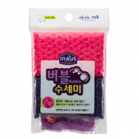 Мочалка-сетка для мытья посуды розовая+фиолетовая (жесткая)  (19см*22см) 2 шт