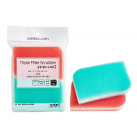 SB Скруббер-мочалка для мытья посуды набор ( 11,5 х 7,5 х 2,5) TRIPLE MULTI SCRUBBER 2PC  2шт