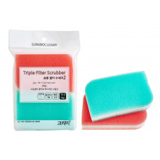 SB Скруббер-мочалка для мытья посуды набор ( 11,5 х 7,5 х 2,5) TRIPLE MULTI SCRUBBER 2PC  2шт