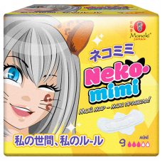Прокладки гигиенические женские Maneki, мини, серия Neko-mimi, 180 мм, 9 шт./упаковка