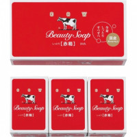 COW Молочное увлажняющее мыло с пудровым ар. роз «Beauty Soap» красная упаковка 3шт*100гр