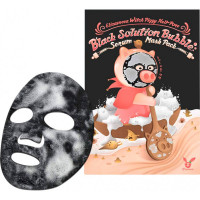 Тканевая маска для лица ПУЗЫРЬКОВАЯ Witch Piggy Hell-Pore Black Solution Bubble Serum Mask Pack 1 шт