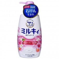 COW Молочное увлажняющее жидкое мыло д/тела с цветоч. ар."Milky Body Soap" (дозатор) 550мл