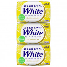 KAO "White Refresh Citrus" Кусковое крем-мыло со скваланом, с освежающим ароматом цитрусовых, 6 X 85г.