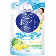 KOSE Softymo White Body Soap Powder In Жидкое мыло для тела, с растительной микропудрой и освежающим ароматом мяты и фруктов, мягкая упаковка, 420мл.