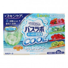 “Hakugen Earth” “HERS" "COOL” Соль для ванны с охлаждающим эффектом на основе углекислого газа с витамином С (с ароматами ацироллы, киви, лемонграсса, гибискуса), 45 гр.*16 табл.