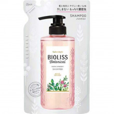 KOSE Bioliss Botanical Sleek Straight Разглаживающий и выпрямляющий шампунь для волос, содержащий натуральные и растительные ингредиенты, с цветочно-фруктовым ароматом, мягкая упаковка, 340мл.
