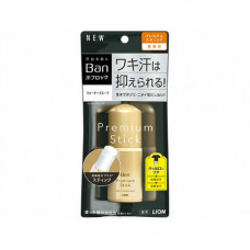 LION Премиальный твердый (стик) дезодорант-антиперспирант роликовый ионный блокирующий потоотделение "BAN Premium Gold Label" (без запаха) 20 г