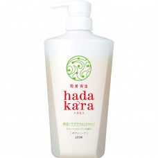 LION Экстра-увлажняющее жидкое мыло для тела с ароматом безупречной розы "Hadakara" (дозатор) 480 мл