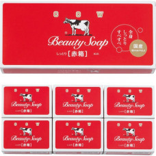 COW Молочное увлажняющее мыло с пудровым ар. роз «Beauty Soap» красная упаковка 6шт*100гр