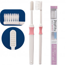 EBISU Зубная щётка "Ebisu Profits" с УЗКОЙ чистящей головкой, с двухуровневой комбинированной щетиной и сверхтонкими щетинками (для пародонтального кармана и межзубных промежутков, средняя жёсткость)
