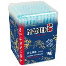 Maneki Палочки ватные гигиен. "MANEKI" (серия Ocean) с голубым бумаж. стиком, в пласт кор,150 шт./уп