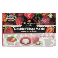 Японское рисовое пироженое моти DOUBLE FILLINGS MOCHI "Клубника с молоком" 180г.