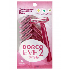 Dorco EVE 2 Женский одноразовый бритвенный станок 2 лезвия, увл.полоска 5шт