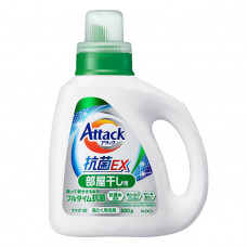 KAO Attack Antibacterial EX Жидкое средство для стирки белья, с антибактериальным эффектом, с ароматом свежей зелени, бутылка с колпачком-дозатором, 880г.