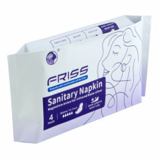  FRISS Sanitary Pad Премиальные гигиенические прокладки для женщин ночные (Чип 4 в 1 с турмалином и наносеребром), 4шт/уп, 330мм, 5 капель