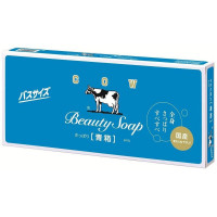 COW Молочное освежающее мыло с прохладным ароматом жасмина «Beauty Soap» синяя упаковка (кусок 130 г × 3 шт.)