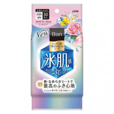  LION Дезодорант для всего тела в форме салфеток "Ban Premium Refresh Shower Sheets" (с пудрой и охлаждающим эффектом / аромат «Искрящийся цветочный») 30 шт.