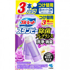 KOBAYASHI Bluelet Stampy Lavender Дезодорирующий очиститель-цветок для туалетов, с ароматом лаванды, запасной блок 28гХ3шт.