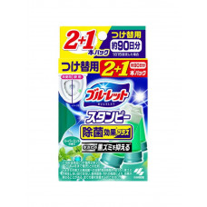 KOBAYASHI Bluelet Stampy Super Mint Дезодорирующий очиститель-цветок для туалетов, с ароматом мяты, запасной блок 28гХ3шт.