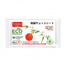 Влажные салфетки Tokiko Japan Eco антибактериальные с экстрактом алое 15 шт
