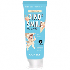 Детская гелевая зубная паста DINO's SMILE c ксилитом и вкусом пломбира, 60г, Consly