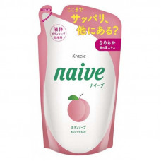 KRACIE Naive Body Soap Peach Жидкое мыло для тела с экстрактом листьев персикового дерева, с ароматом сочного персика, сменная упаковка с крышкой 