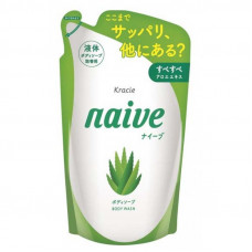 KRACIE Naive Body Soap Aloe Жидкое мыло для тела с экстрактом алоэ, с ароматом цветов и свежей зелени, сменная упаковка с крышкой 760мл.