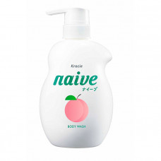 KRACIE Naive Foam Body Soap Moisturizing Увлажняющее жидкое мыло-пенка для тела с экстрактом листьев персикового дерева, с ароматом сочного персика, помпа 600 мл.