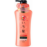 KRACIE Ichikami Double Moisturizing Care Shampoo Шампунь для интенсивного увлажнения поврежденных волос, с ароматом абрикоса и цветущей горной вишни, помпа 480мл.