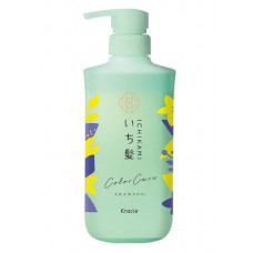 KRACIE Ichikami Color Care  Base Shampoo Восстанавливающий шампунь для ухода за окрашенными волосами, с ароматом цветущей горной вишни и цветков лимона, помпа 480мл. 