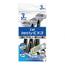 KAI Одноразовый бритвенный станок "Besty EX 3" с плавающей головкой, 3 лезвиями, увлажняющей и приподнимающей волоски полосками 3 шт.
