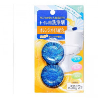 "Okazaki" Очищающая и дезодорирующая таблетка для бачка унитаза, окрашивающая воду в голубой цвет (с ароматом апельсина) 50гр*2