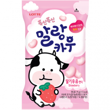 Конфета жевательная LotteKorea MALANG COW STRAWBERRY молочная со вкусом клубники, м/у 79г,