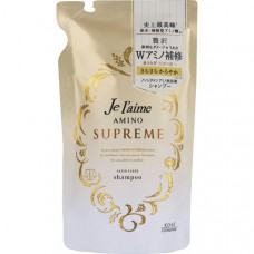 KOSE Je l’aime Amino Supreme Satin Sleek Шампунь для волос cмягчающий, с нежным ароматом розы и жасмина, мягкая упаковка, 350мл.