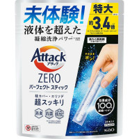 KAO Attack Zero Perfect Stick Стиральный порошок в стиках, с антибактериальным и дезодорирующим эффектом, с ароматом свежей зелени, 24 стика (общий вес упаковки 312г.