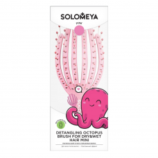 Solomeya Расческа для сухих и влажных волос мини Розовый  Осьминог/   Detangling octopus brush for dry hair and wet hair mini Pink