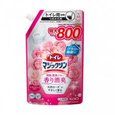 KAO Toilet Magiclean Deodorant & Clean Elegant Rose Чистящее и дезодорирующее средство для туалета, с ароматом роз, мягкая упаковка с крышкой 800мл.