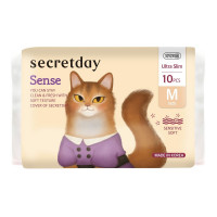 Хлопковые гигиенические прокладки "Secretday Sense", размер М, 10 шт