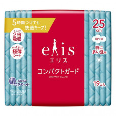 DAIO Тонкие гигиенические прокладки "Elis Compact Guard Normal++" с увеличенной клеевой поверхностью (c крылышками (Нормал++) 25 см) 19 шт.