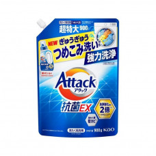 KAO Attack EX Концентрированное жидкое средство для стирки, с ароматом свежести, бутылка с колпачком-дозатором, мягкая упаковка с крышкой 900г. 