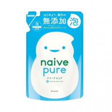 KRACIE Naive Pure Foam Body Soap Жидкое мыло-пенка для тела для всей семьи, без добавок, без аромата, сменная упаковка 450мл.