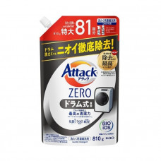 KAO Attack Zero One Hand Type Жидкое средство для стирки суперконцентрированное, с защитой от повторного оседания грязи при стирке, с прохладным ароматом листвы и морского бриза, мягкая упаковка с крышкой 810г. 