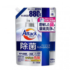 KAO Attack Antibacterial Advance Жидкое средство для стирки с максимальным стерилизующим и дезодорирующим эффектом, с насыщенным травяным ароматом, мягкая упаковка с крышкой 850г.
