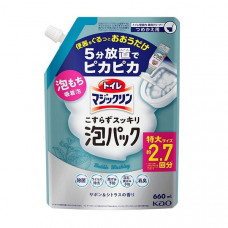 KAO Toilet Magiclean Sabon & Citrus Чистящая и дезинфицирующая спрей-пенка для туалета, с ароматом цветочного мыла и цитрусов, мягкая упаковка с крышкой 660мл.
