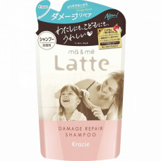 KRACIE Ma & Me Latte Damage Repair Бессульфатный восстанавливающий шампунь с молочными протеинами, с ароматом яблока и цветков апельсина, сменная упаковка 360мл.