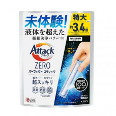 KAO Attack Zero Perfect Stick Стиральный порошок в стиках, с антибактериальным эффектом и ароматом свежей зелени, 34 стика (общий вес упаковки 442г).