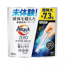 KAO Attack Zero Perfect Stick Стиральный порошок в стиках, с антибактериальным эффектом и ароматом свежей зелени, 55 стиков (общий вес упаковки 715г).